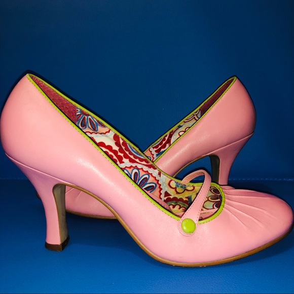 pink and green shoes heels